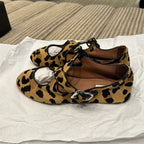 Damen Ballerinas mit elegantem Leopolddesign und modischem Schnallenakzent R&B