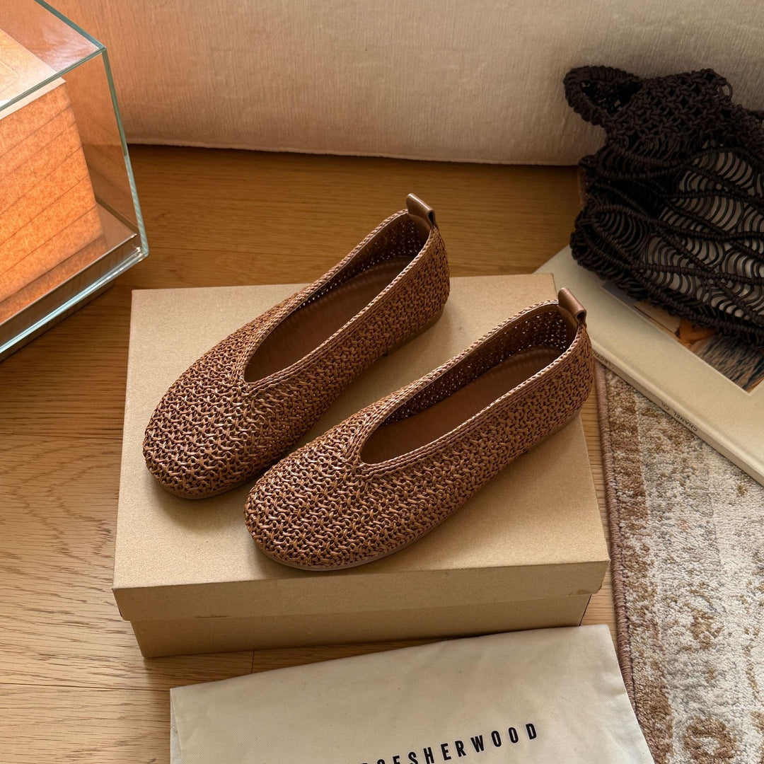 Damen Komfortable Slip-On Ballerinas mit modischem Flechtmuster R&B