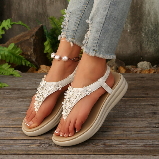 Damen Sandalen mit floralem Dekor und komfortablem Wedge-Design R&B