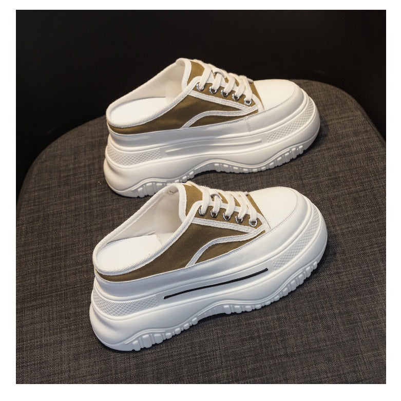 Damen Slip-On Sneakers mit hohem Plateau und atmungsaktiver Mesh-Oberfläche