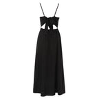 Damen Maxikleid mit raffinierter Knopfdetail und elegantem tiefem Ausschnitt R&B