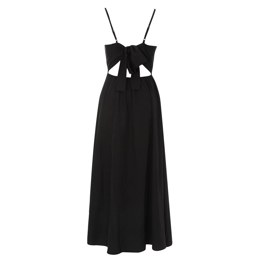 Damen Maxikleid mit raffinierter Knopfdetail und elegantem tiefem Ausschnitt R&B