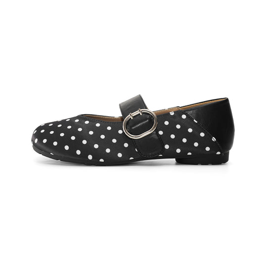 Damen Ballerinas mit modischem Gurt und Punkte-Design R&B