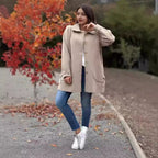 Damen Modische Wolljacke mit praktischen Taschen und Knopfdetails R&B