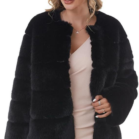 Damen Modischer Kunstfell-Jacke mit strukturiertem Design R&B