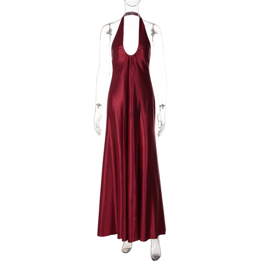 Damen Maxi Kleid mit eleganter Halterneck-Detaillierung und fließendem Schnitt R&B