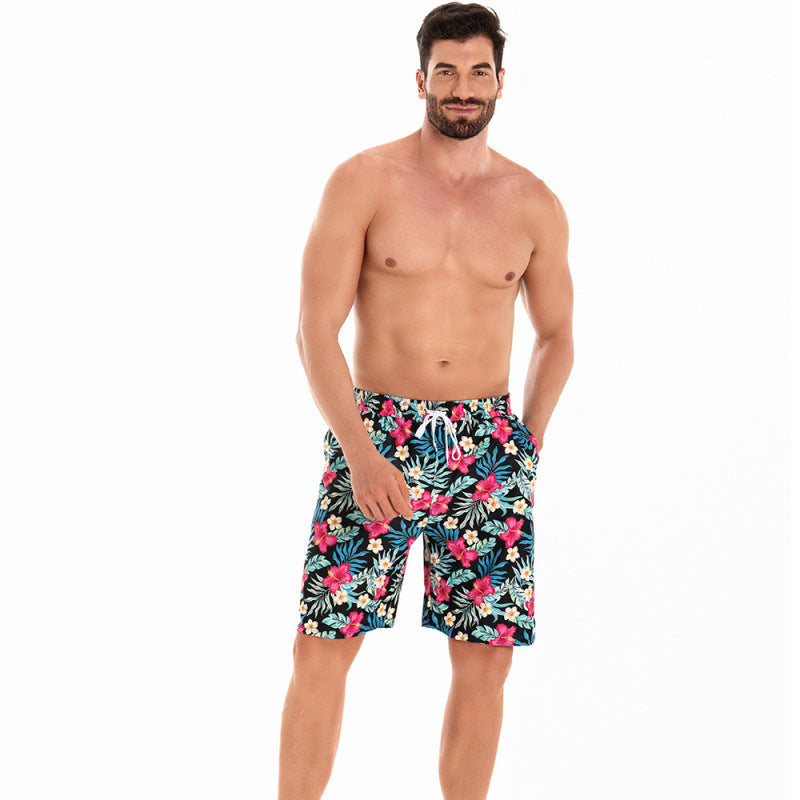 Herren Badeshorts mit floralem Muster und elastischem Bund R&B