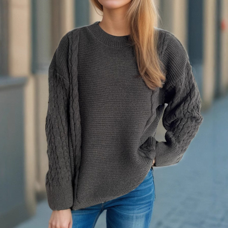 Damen Grobstrickpullover mit eleganten Zopfmuster und lässigem Schnitt R&B
