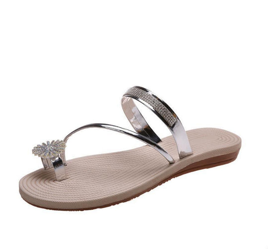 Damen modische Zehentrenner-Sandalen mit funkelndem Accessoire R&B
