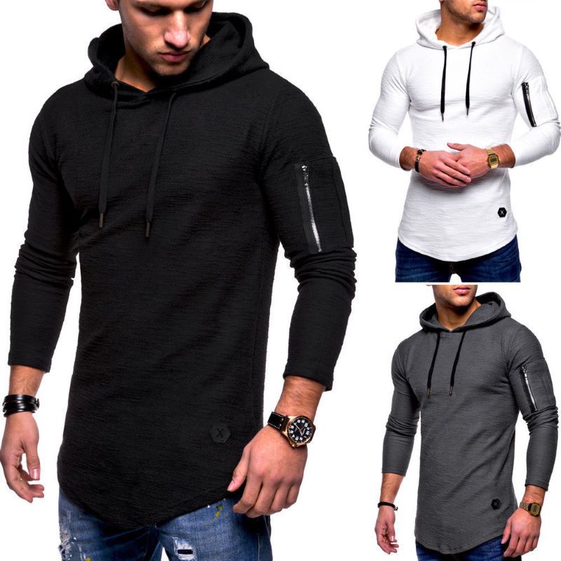 Herren langer Kapuzenpulli mit einzigartiger Struktur