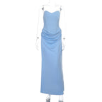 Damen Elegantes Maxikleid mit herzförmigem Ausschnitt und Rüschendetails R&B
