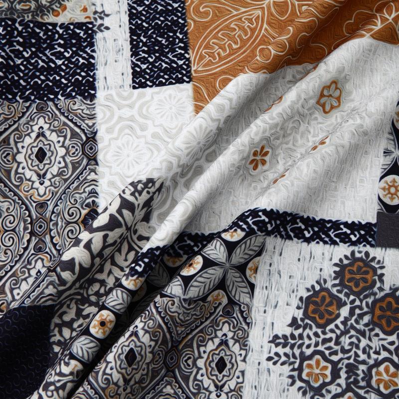 Herren Kurzarmhemd mit kreativem Patchwork-Design und praktischer Brusttasche