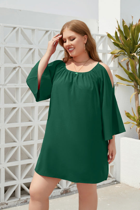 Damen Sommerkleid mit offenem Schulterdesign und voluminösen Ärmeln R&B