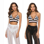 Damen gehäkeltes Crop-Top mit einzigartigem Farbdesign R&B