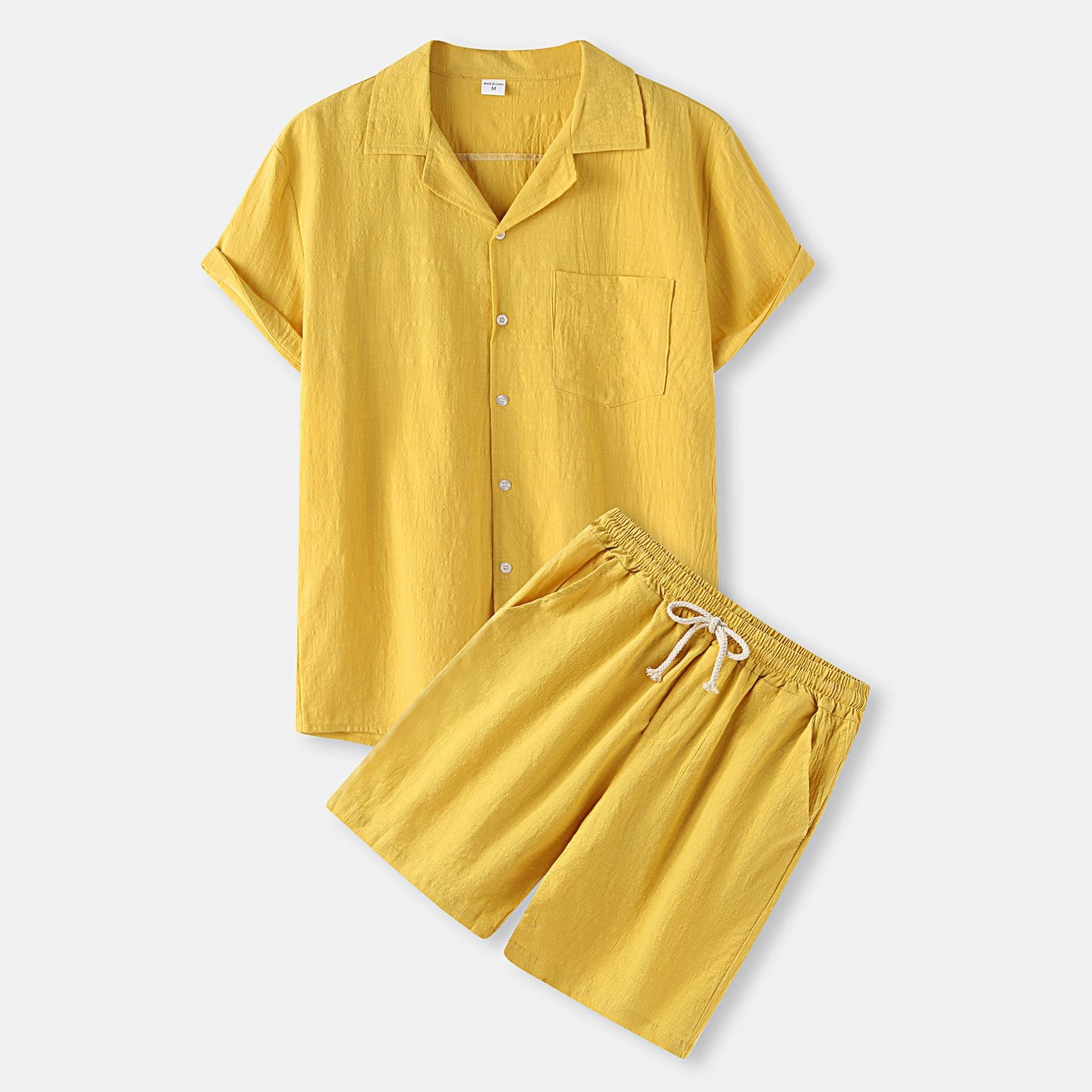 Damen Pyjama-Set aus leichtem, atmungsaktivem Stoff mit knöpfbarem Oberteil und elastischem Bund