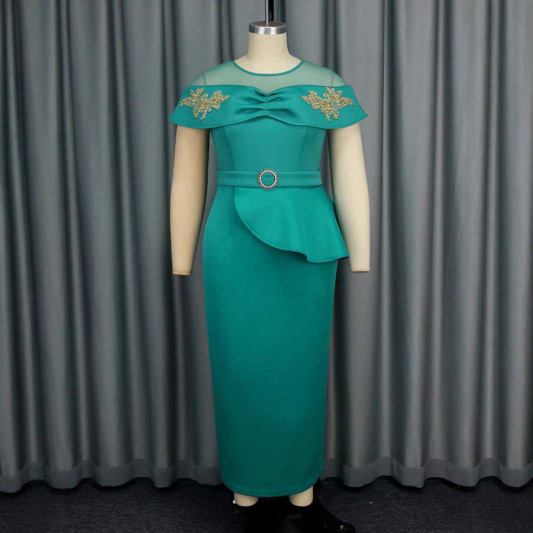 Damen elegantes Wickelkleid mit Schnitt- und Rüschenakzenten R&B