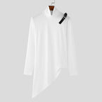 Damen nan asymmetrisches Longsleeve aus Feinstrick mit Stehkragen, diagonalem Saum und verstellbarem Schulterriemen R&B