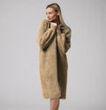 Damen Flauschiger Langstrickmantel mit seitlichem Schlitz und lockerer Passform R&B
