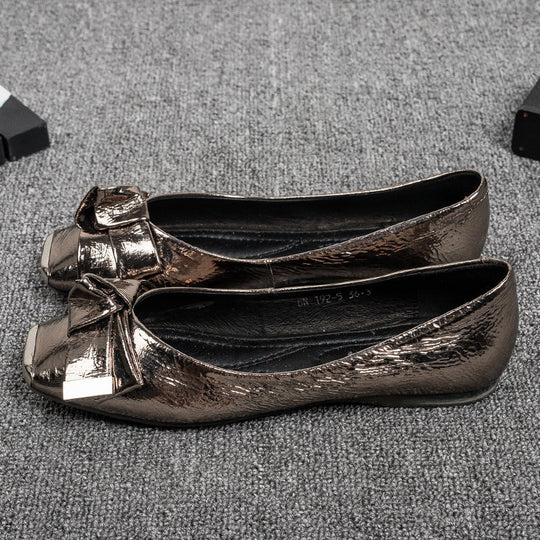 Damen Ballerinas mit elegantem Schleifenakzent und glänzender Lackoberfläche R&B