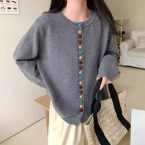Damen Strickcardigan mit bunten Knopfdetails und angenehmer Passform R&B