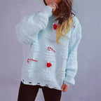 Damen festlicher Pullover mit kreativen Weihnachtsmotiven und strukturiertem Design R&B