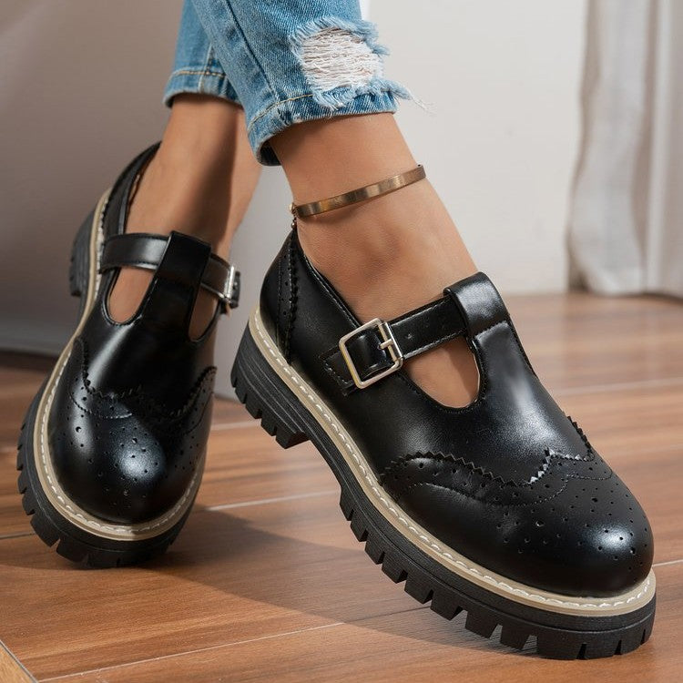Damen Elegante Schnürschuhe mit Brockmuster und Blockabsatz R&B