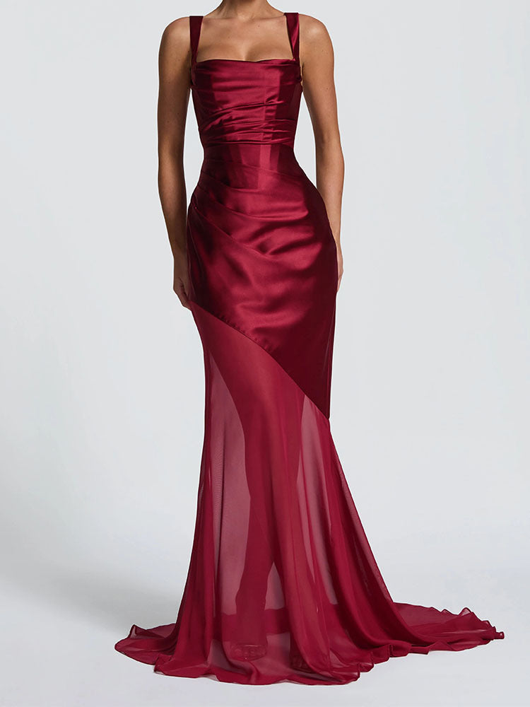 Damen Elegantes Chiffon-Abendkleid mit figurbetontem Schnitt R&B
