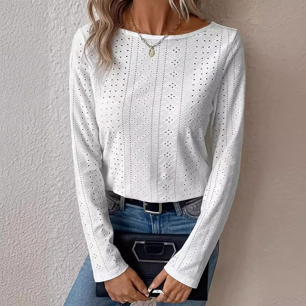 Damen Elegantes Langarmoberteil mit Perforation R&B