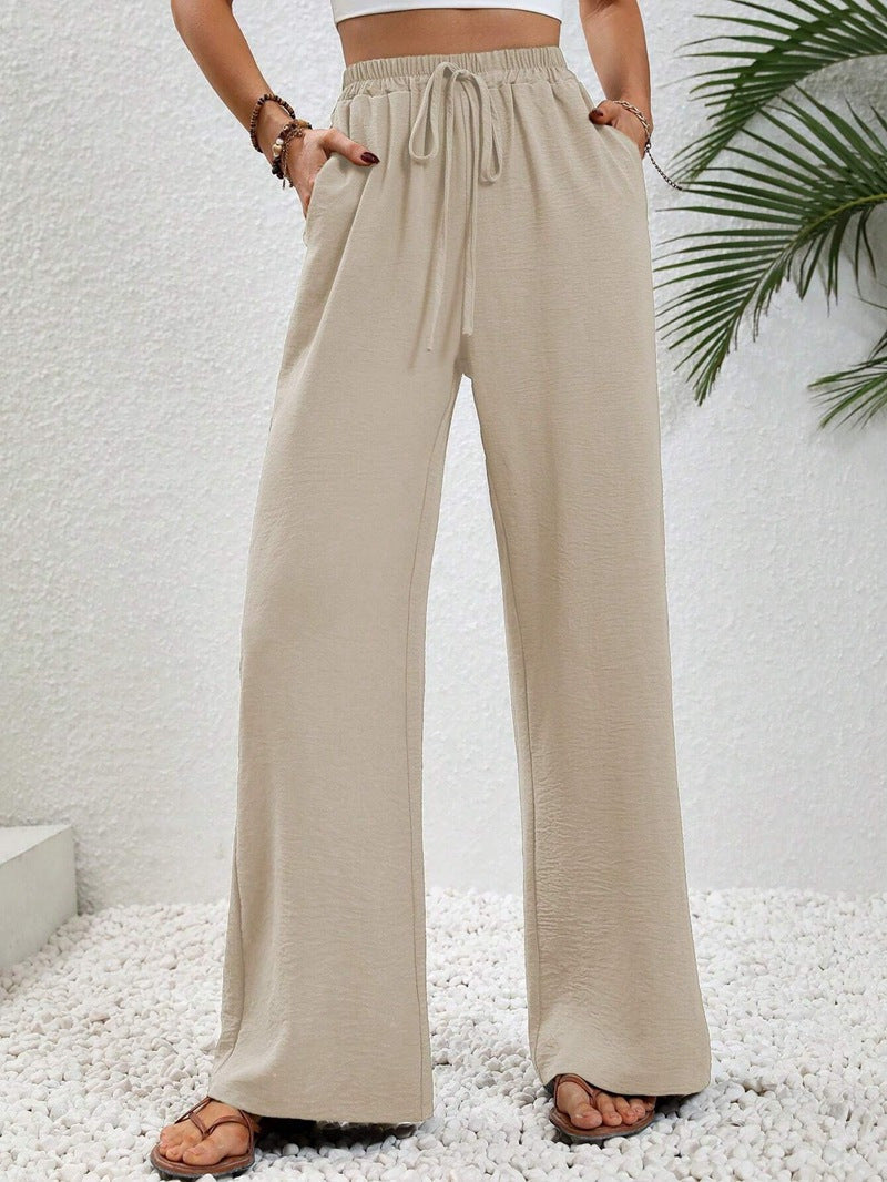 Damen Lässige, Breite Freizeithose mit Elastischem Bund und Seitlichen Taschen R&B