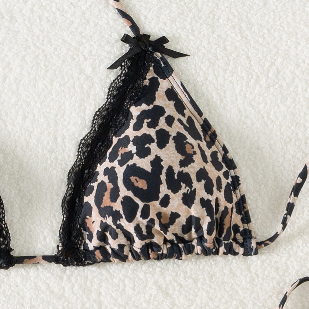 Damen Triangel-Bikini mit Spitzendetails und verstellbaren Trägern R&B