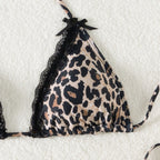 Damen Triangel-Bikini mit Spitzendetails und verstellbaren Trägern R&B