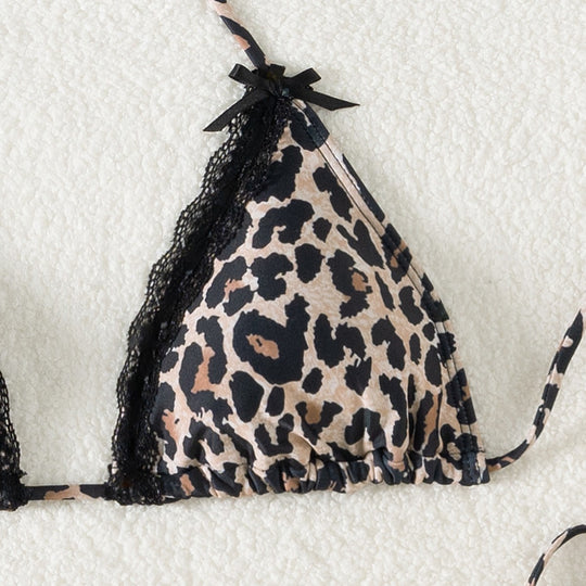 Damen Triangel-Bikini mit Spitzendetails und verstellbaren Trägern R&B