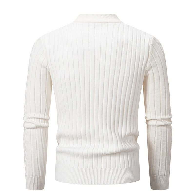 Herren Grobstrickpullover mit steigendem Kragen und Zopfmuster R&B