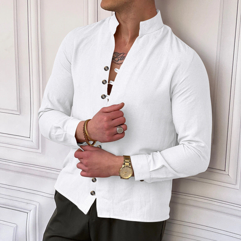 Herren Langarm-Hemd mit modernen Knopfdetails und zeitlosem Design R&B