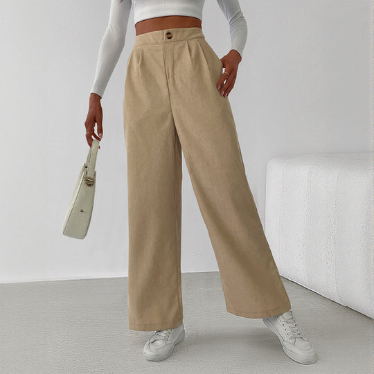 Damen stylische weite Hose mit hoher Taille und elegantem Schnitt R&B