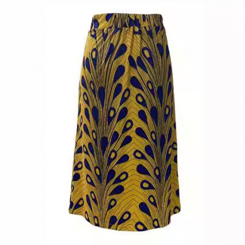 Damen Midirock mit einzigartigem floralem Print und elastischem Bund R&B