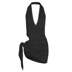 Damen Wickelkleid mit raffinierten Bindungen und tiefem V-Ausschnitt R&B