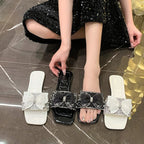 Damen elegante Slides mit glamouröser Schleifenverzierung R&B