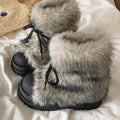 Damen flauschige Winterboots mit wärmendem Kunstfellkragen und rutschfester Sohle R&B