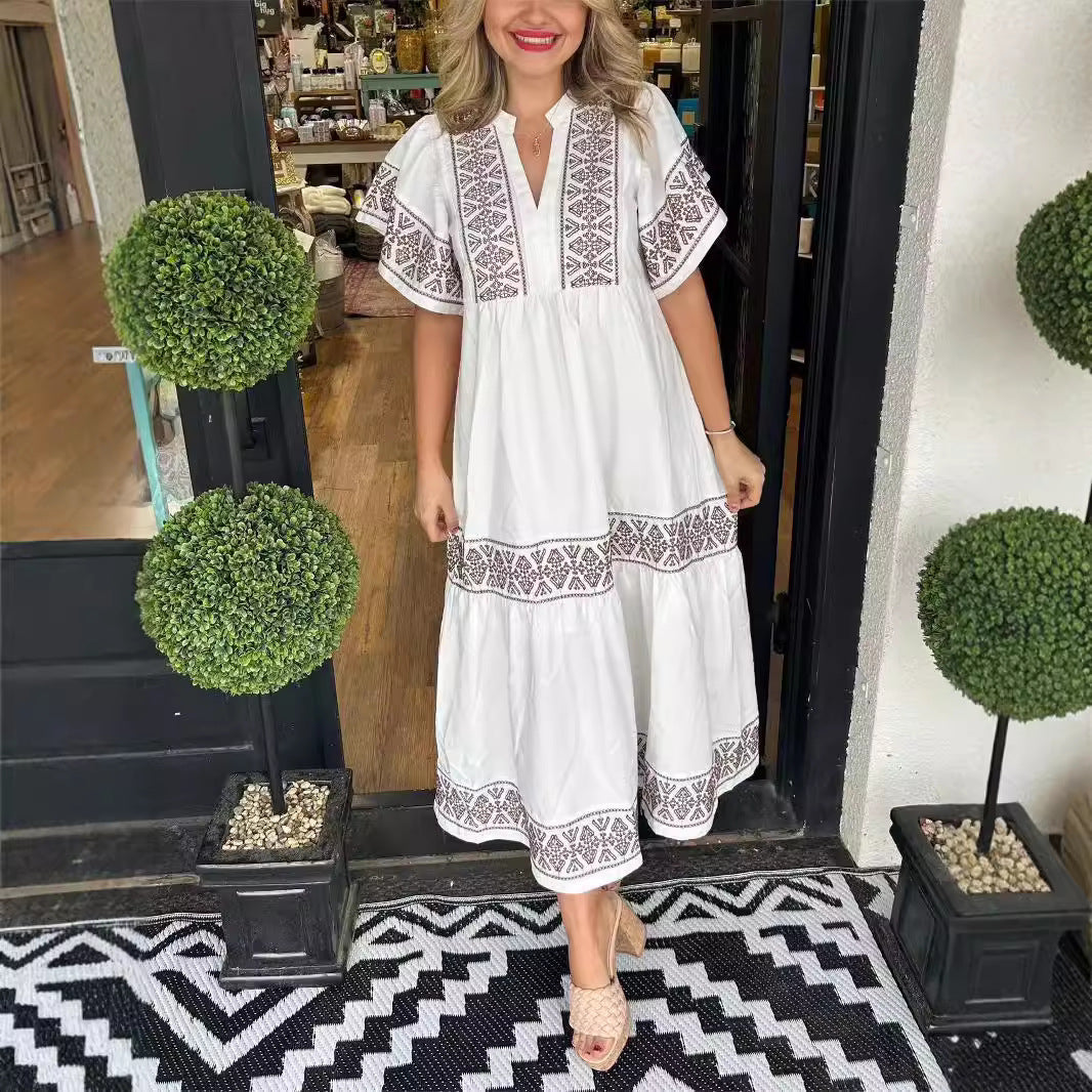 Damen Maxikleid mit eleganten Stickereien R&B