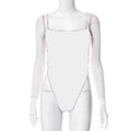 Damen hochgeschnittener Badeanzug mit verstellbaren Spaghettiträgern und minimalistischer Silhouette R&B