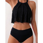 Damen Sportliches Crop-Top Bikini mit hohem Taillen-Höschen R&B