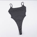 Damen Badeanzug mit hochgeschnittenem Design und verspieltem Polka-Dots-Muster R&B