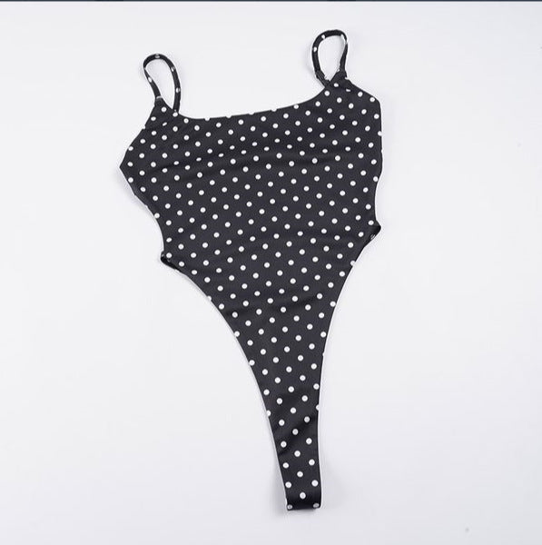 Damen Badeanzug mit hochgeschnittenem Design und verspieltem Polka-Dots-Muster R&B