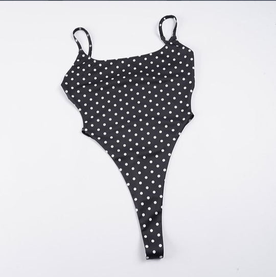 Damen Badeanzug mit hochgeschnittenem Design und verspieltem Polka-Dots-Muster R&B