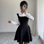 Damen A-Linien Kleid mit Quadrat-Ausschnitt und fließendem Rock