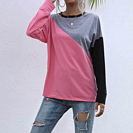 Damen Sportliches Sweatshirt mit modischem Farbblockdesign R&B