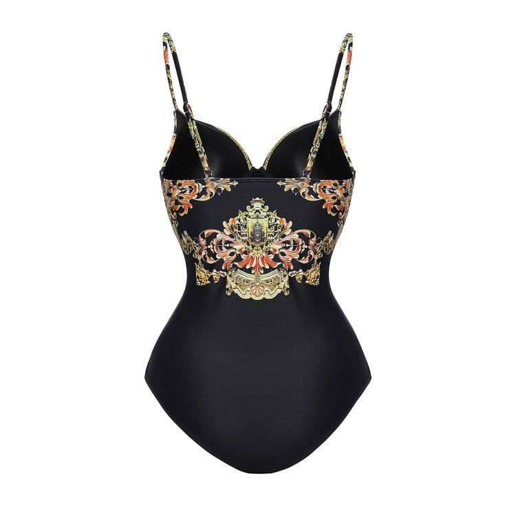 Damen Einteiler Badeanzug mit elegantem Design und passendem Wickeltuch R&B