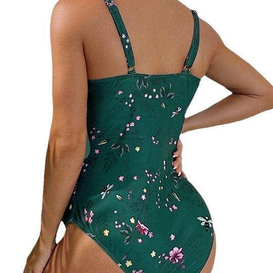 Damen Einteiler Badeanzug mit floralen Rüschendetails und elastischem Design R&B