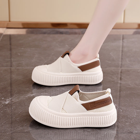 Damen modische Slip-On Sneakers mit elastischem X-Design und rutschfester Sohle R&B